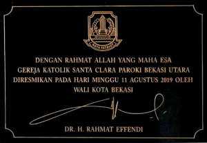 Plakat Peresmian Gereja Santa Clara